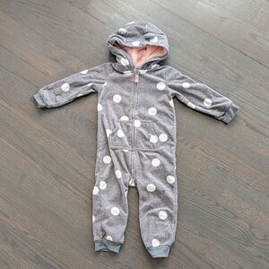 Carter's Baby Girl Fleece Jumpsuit, Polkadot, 24 Months